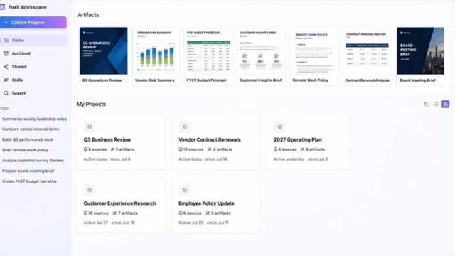 Foxit Workspace là môi trường AI có thể xử lý hàng trăm file cùng lúc