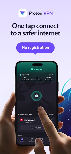 Một chạm để kết nối Internet an toàn với Proton VPN
