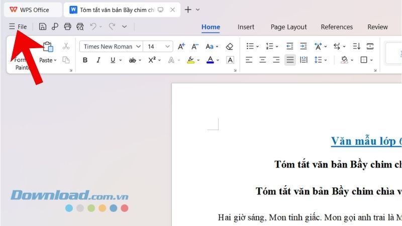 Click chuột vào mục File