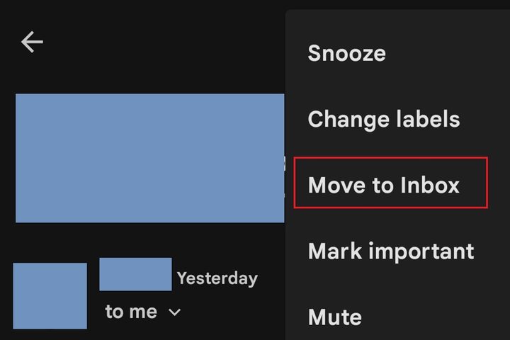 Move to inbox