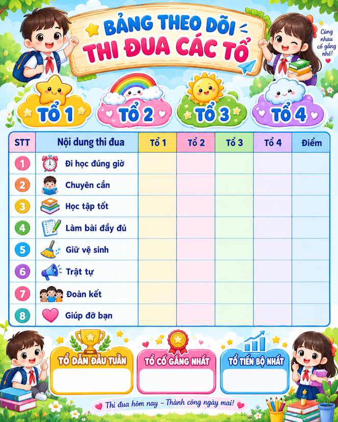 Mẫu bảng theo dõi thi đua