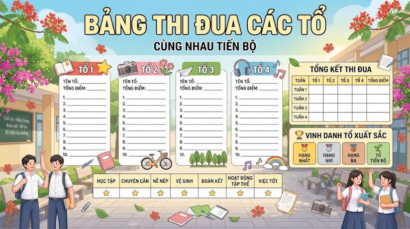Bảng thi đua các tổ cho học sinh cấp 3