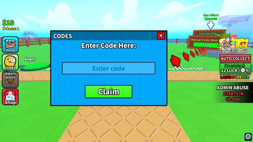 Màn hình đổi code Unbox a Boba Stand