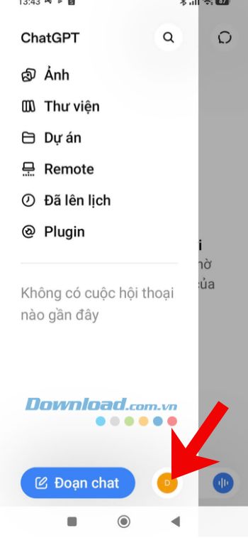 Ấn vào biểu tượng tài khoản