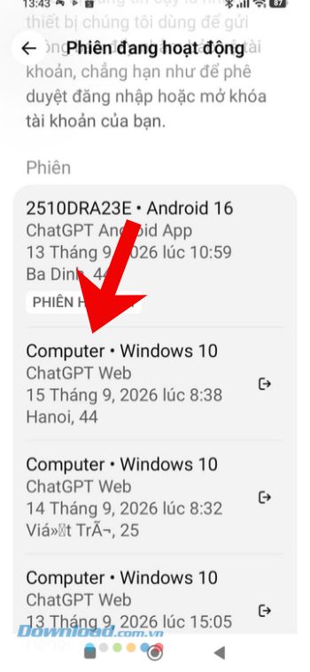 Chọn thiết bị bất kỳ muốn đăng xuất tài khoản