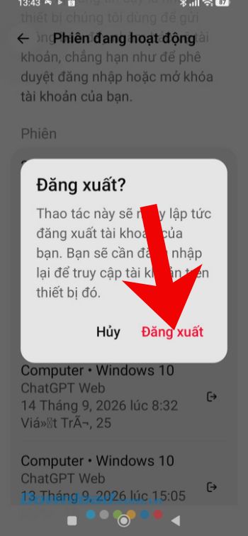 Ấn vào nút Đăng xuất.
