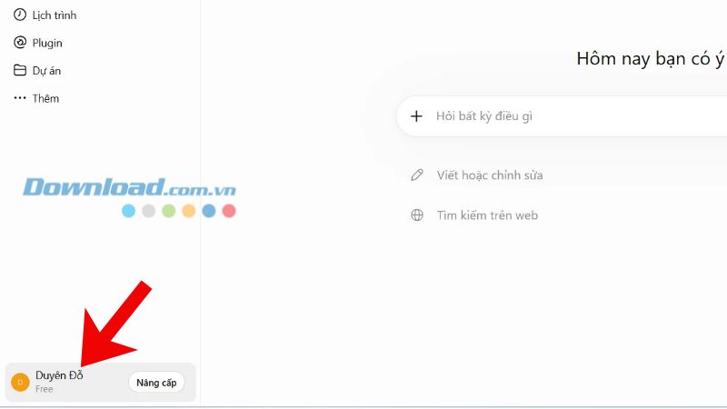 Click chuột vào biểu tượng tài khoản