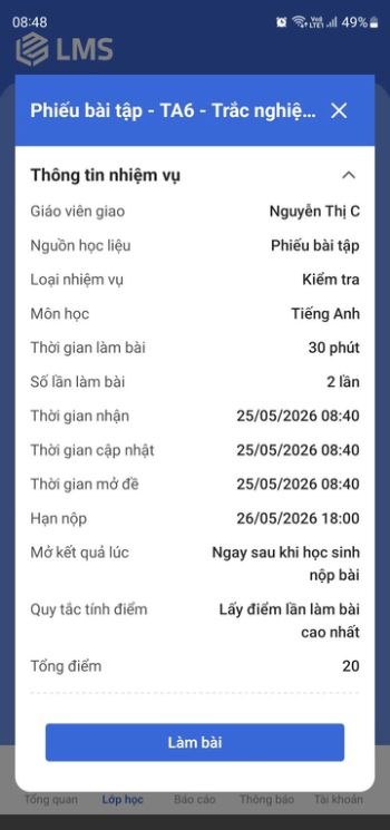 Làm bài kiểm tra trực tuyến