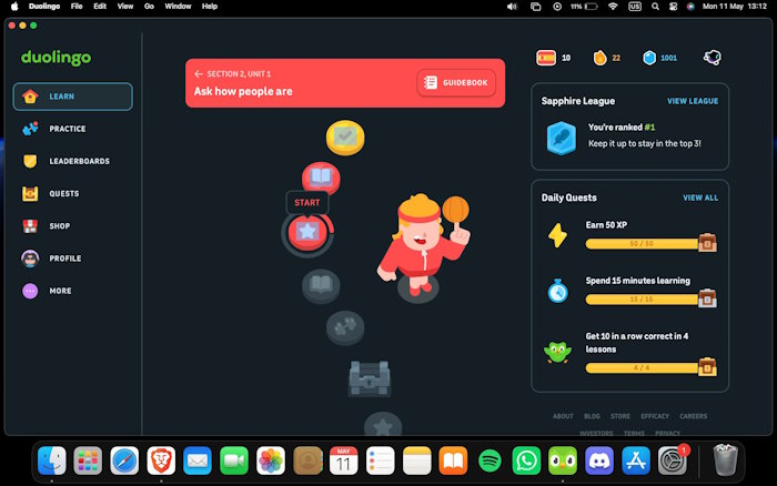 Học và luyện tập nhiều ngôn ngữ với Duolingo