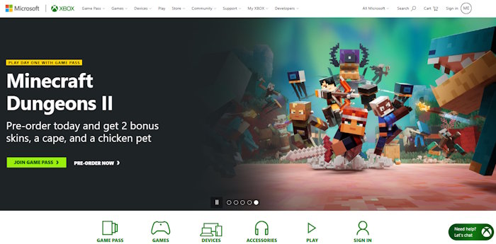 Xbox.com là trang web chính thức của hệ sinh thái game Xbox từ Microsoft