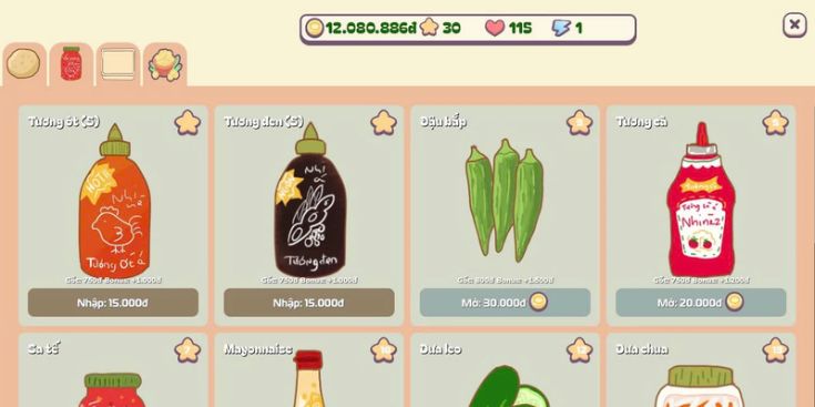 Mở khóa các món ăn kèm hấp dẫn