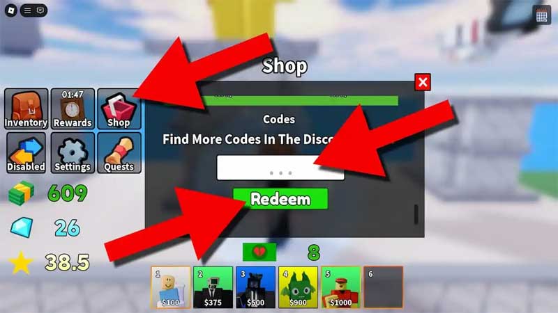 Màn hình đổi code Slop Tower Defense