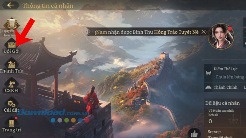 Chạm vào mục Đổi gói.