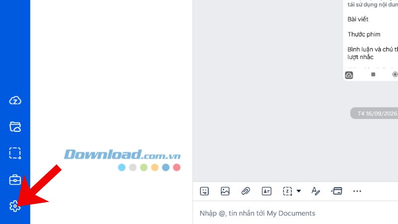 Nhấn vào biểu tượng Cài đặt