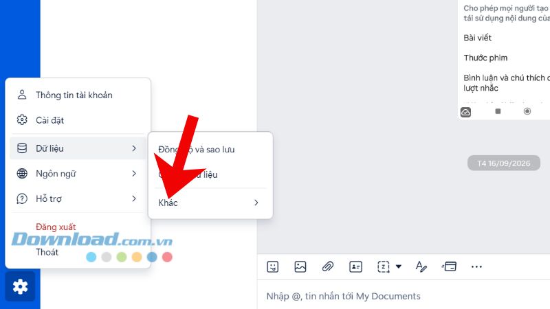 Nhấp chuột vào mục Khác