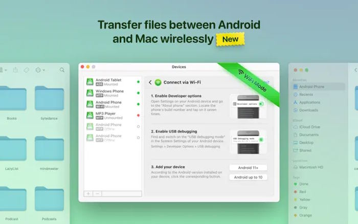 Chuyển file giữa Android và Mac không dây
