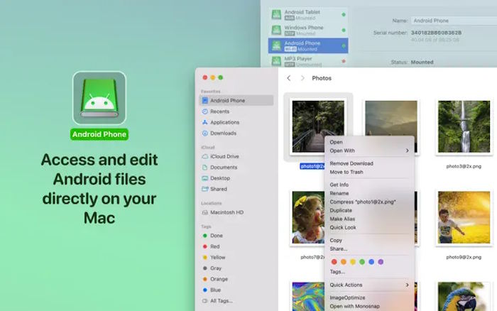 Truy cập và chỉnh sửa file Android trực tiếp trên máy Mac