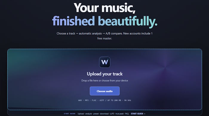 Waveroom Mastering là dịch vụ xử lý âm thanh trên trình duyệt