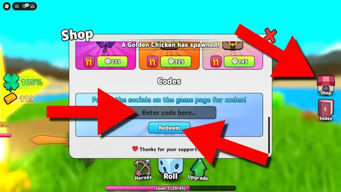 Đổi code Heroes RNG