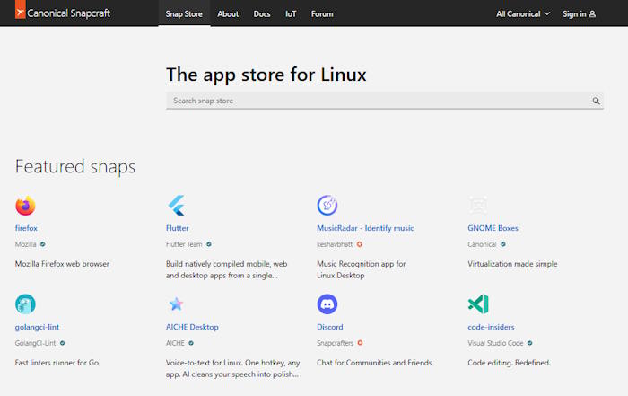 Snap Store là cửa hàng ứng dụng trực tuyến cho Linux