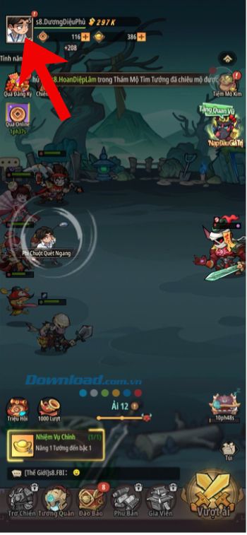 Ấn vào biểu tượng ảnh Avatar game