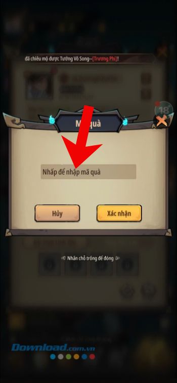 Nhập chính xác mã giftcode