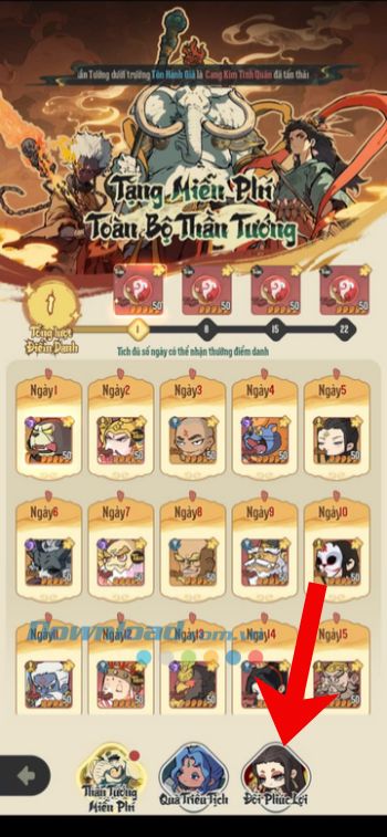 Nhấn vào mục Đổi Phúc Lợi