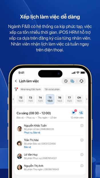 Xếp lịch làm việc dễ dàng