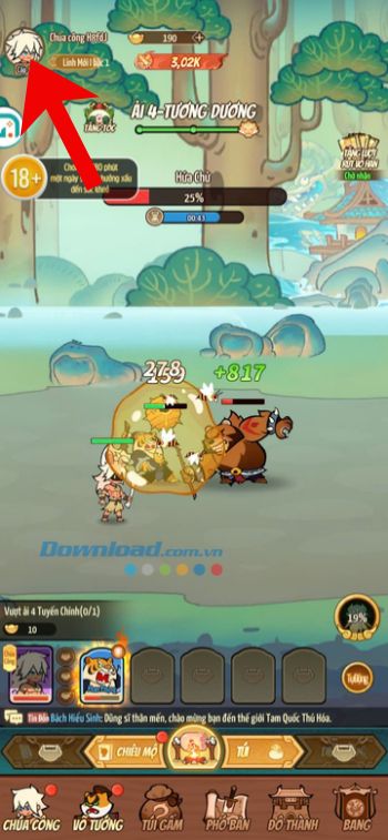 Ấn vào biểu tượng ảnh Avtar game