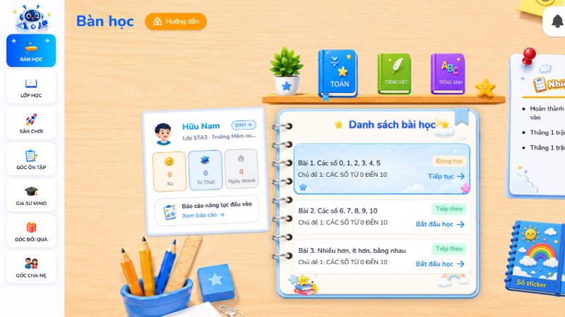 Xây dựng một không gian riêng cho từng học sinh, nơi các em có thể tùy chỉnh hồ sơ cá nhân