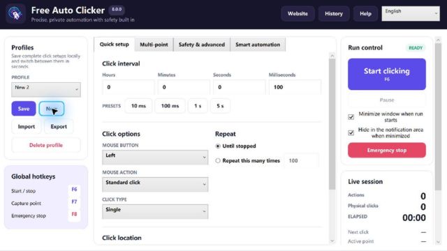 Free Auto Clicker là tiện ích click chuột tự động với khả năng tùy biến cao