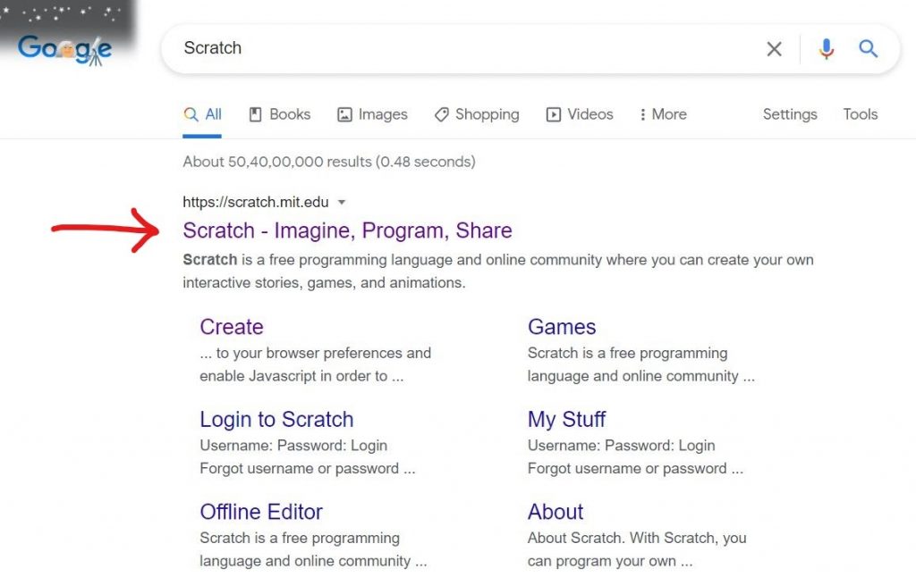 Scratch trên Google