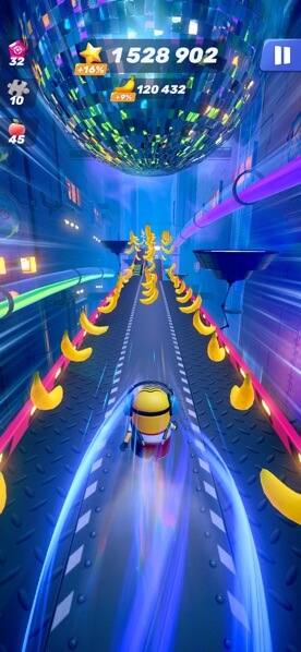 Thu thập chuối ngon ngọt trong khi chạy trên đường đua thử thách vô tận đầy thú vị của Minion Rush