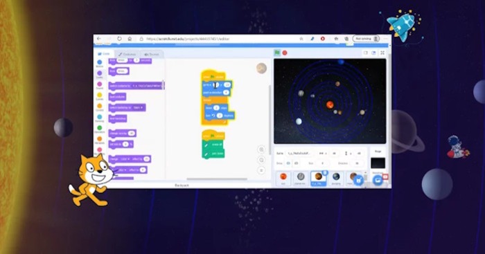 Cách xây dựng mô hình hệ Mặt Trời bằng Scratch