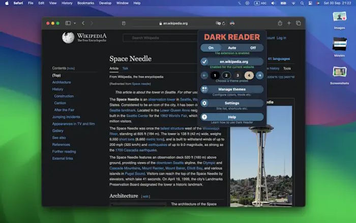 Cài đặt chế độ tối trên Mac với Dark Reader cho Safari