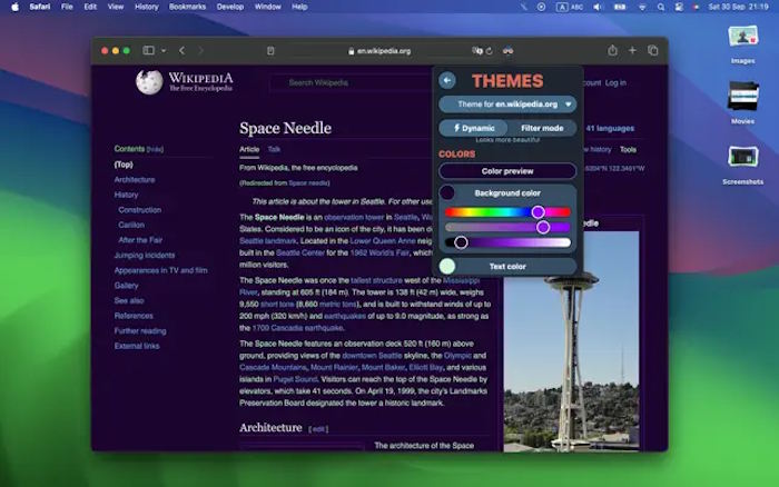 Dark Reader có thể điều chỉnh các màu trên trang web