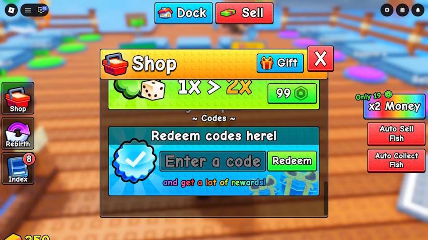 Đổi code Roll a Fisherman