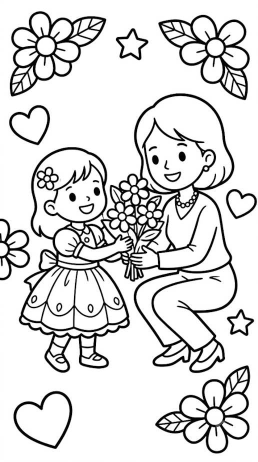 Tranh tô màu 20/10 tặng cô giáo