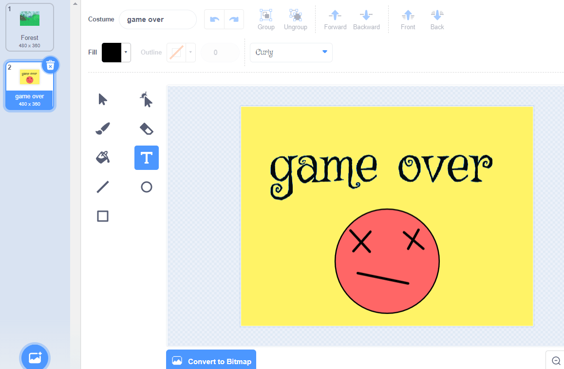 Chỉnh backdrop game over