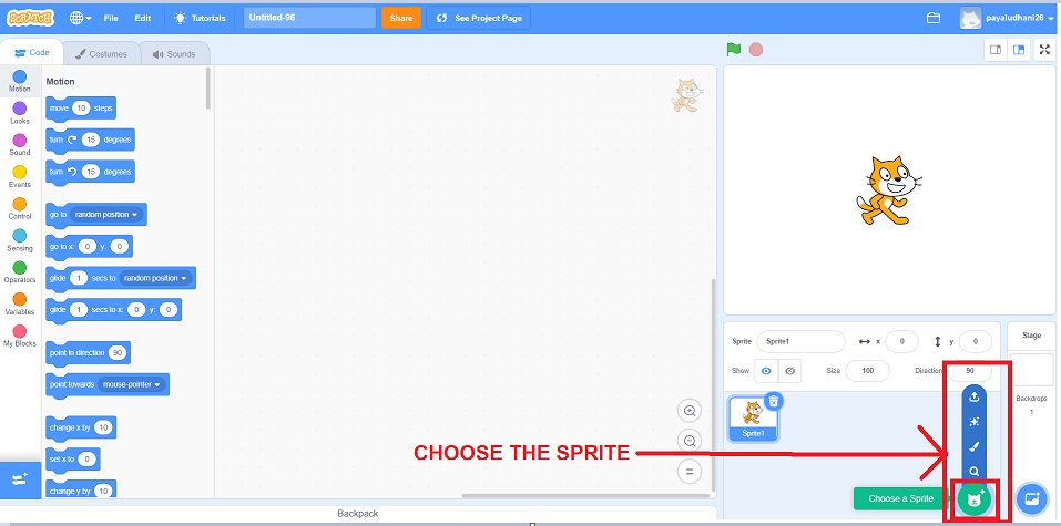 Chọn Sprite