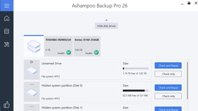 Giao diện phần mềm Ashampoo Backup Pro 26 mới nhất