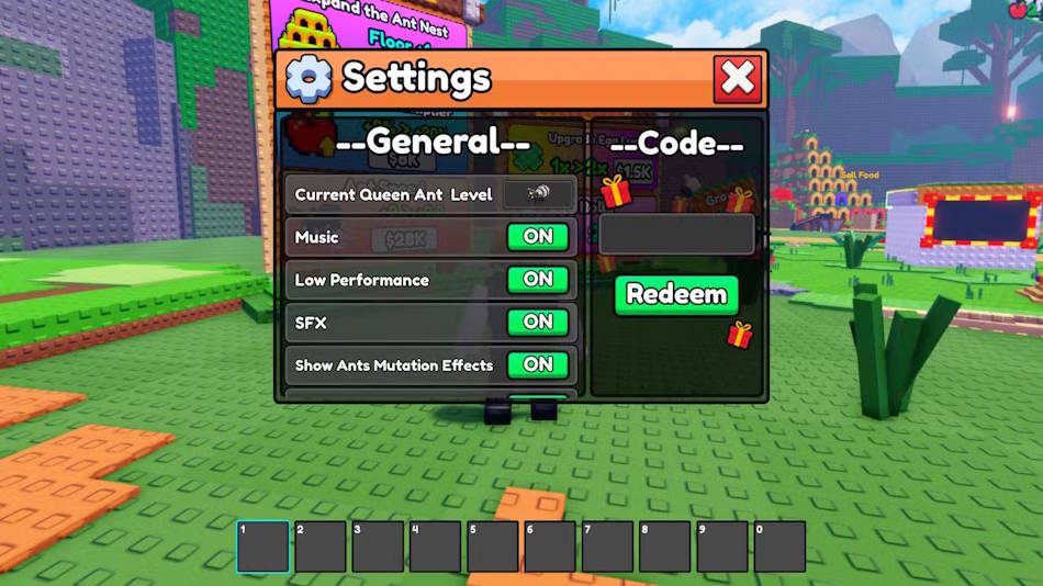 Màn hình đổi code game Xây một đế chế kiến