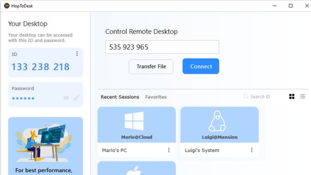 HopToDesk giúp kết nối thiết bị từ xa nhanh và miễn phí