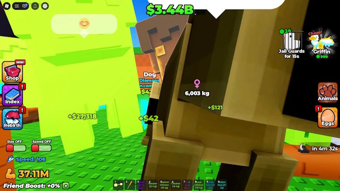 Hệ số nhân trứng đột biến trong game Roblox +1 Strength for Eggs
