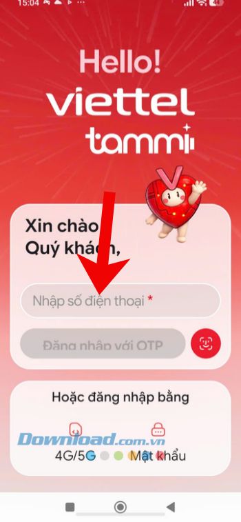 Nhập chính xác số điện thoại > Chạm vào nút Đăng nhập với OTP