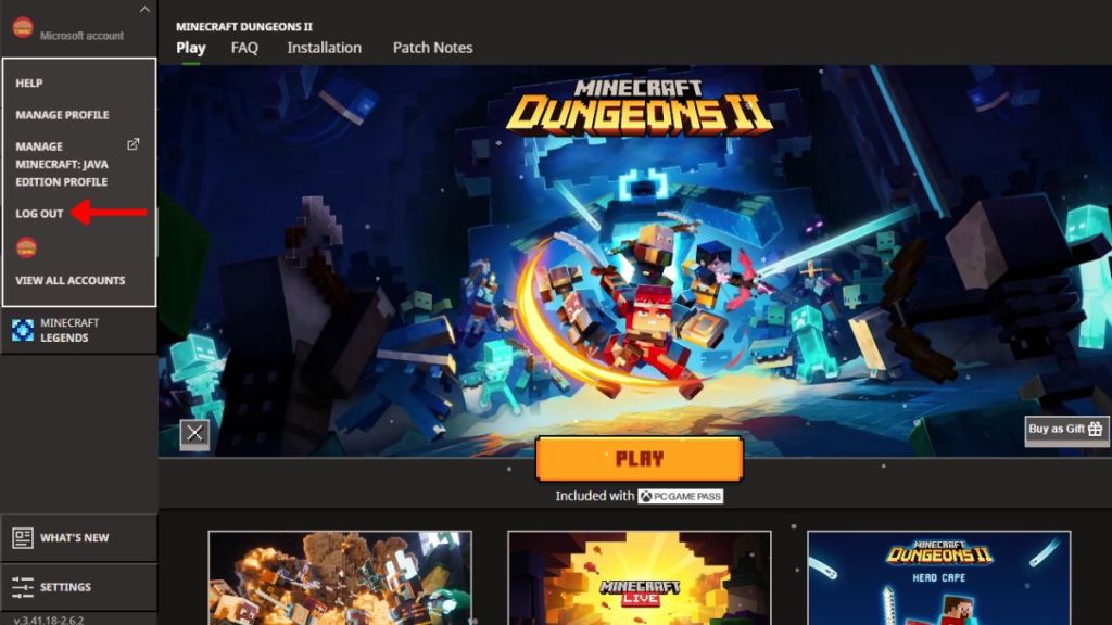 Thoát tài khoản Minecraft Dungeon II