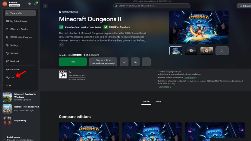 Đăng nhập Xbox App