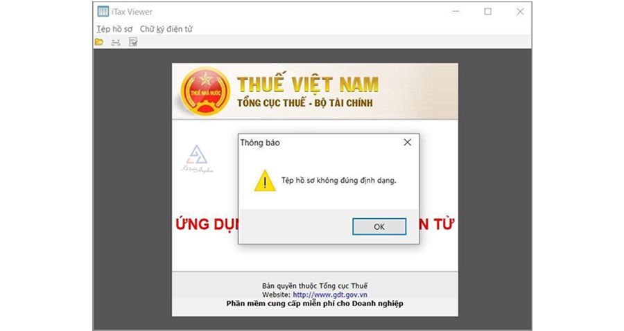 Tệp không đúng định dạng trên iTaxViewer
