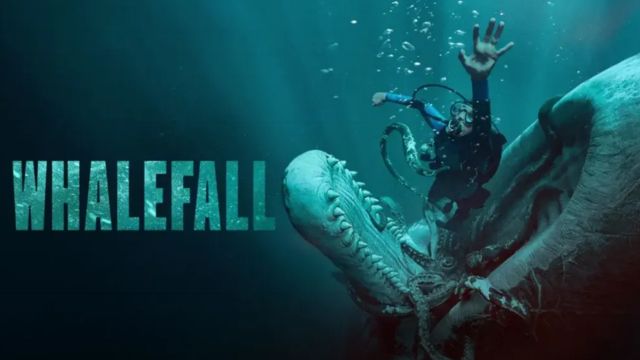 Poster phim sinh tồn kinh dị Cá voi nuốt chửng - Whalefall chiếu rạp tháng 10/2026