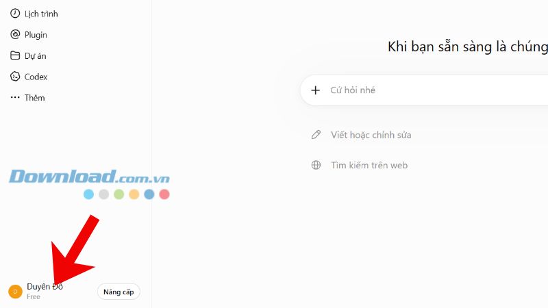 Nhấp chuột vào biểu tượng tài khoản